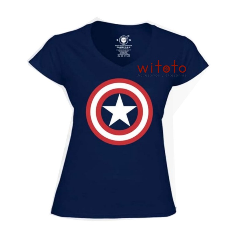 CAMISETA DAMA LOGO CAPITAN AMERICA